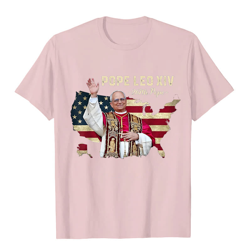 Christianartworkshop Pope Leo XIV America Flag Unisex T-shirt