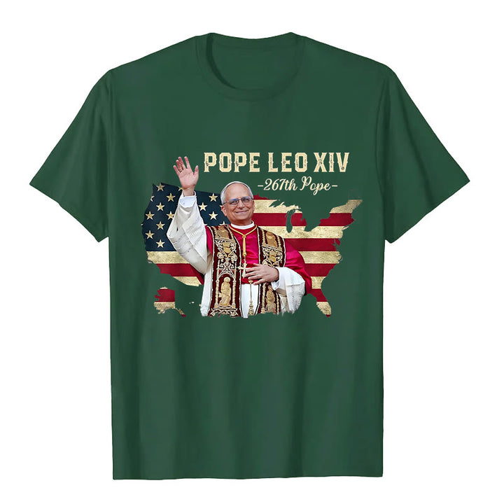 Christianartworkshop Pope Leo XIV America Flag Unisex T-shirt