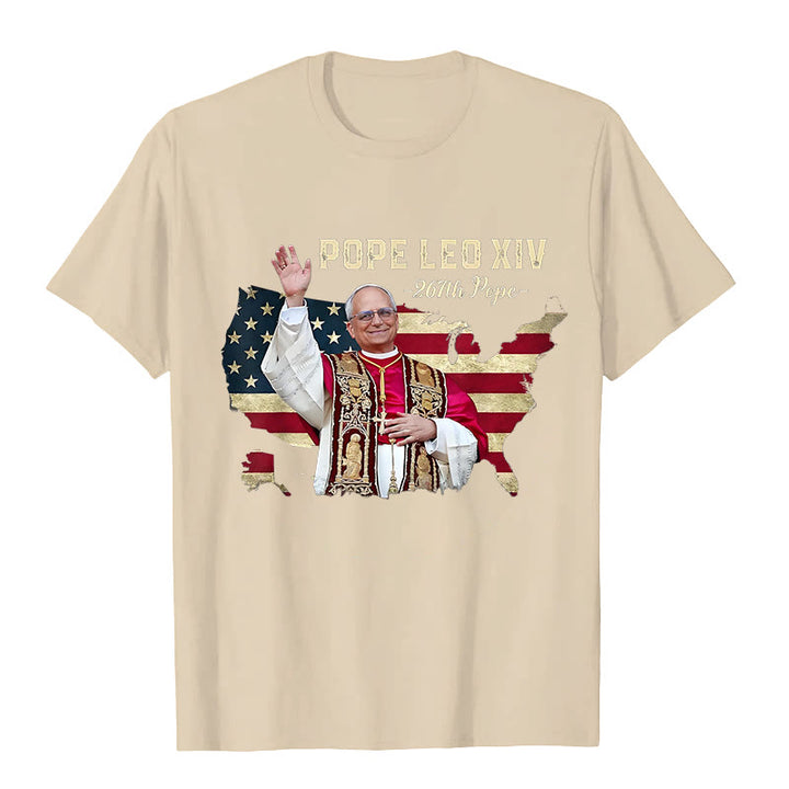 Christianartworkshop Pope Leo XIV America Flag Unisex T-shirt