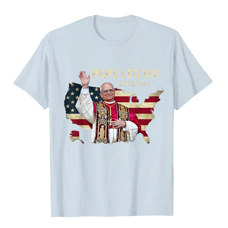 Christianartworkshop Pope Leo XIV America Flag Unisex T-shirt