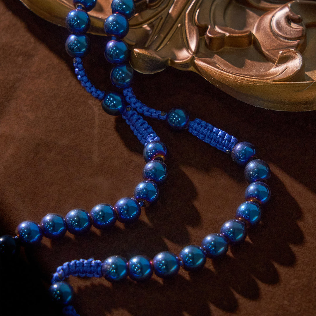 FREE Today: Royal Blue Metal Ball Beads Shiny Minimalist Rosary