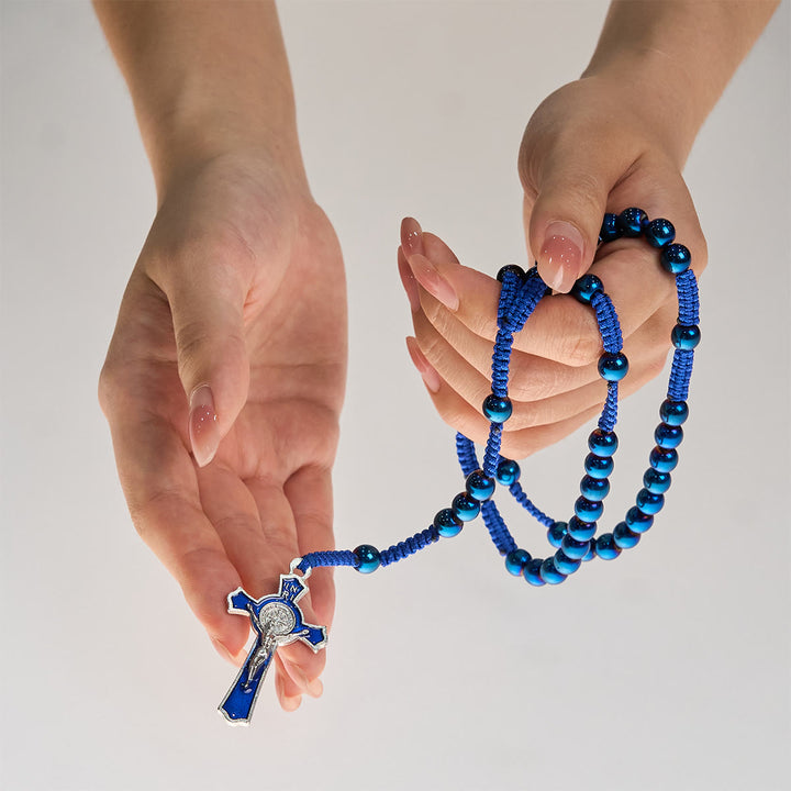 FREE Today: Royal Blue Metal Ball Beads Shiny Minimalist Rosary