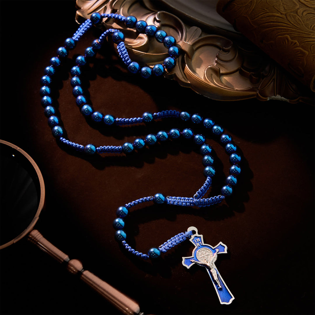 FREE Today: Royal Blue Metal Ball Beads Shiny Minimalist Rosary