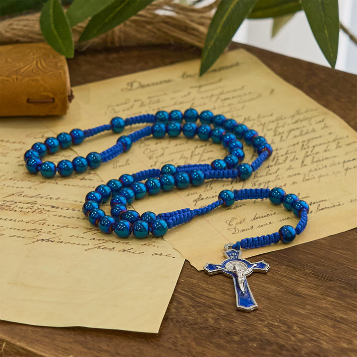 FREE Today: Royal Blue Metal Ball Beads Shiny Minimalist Rosary