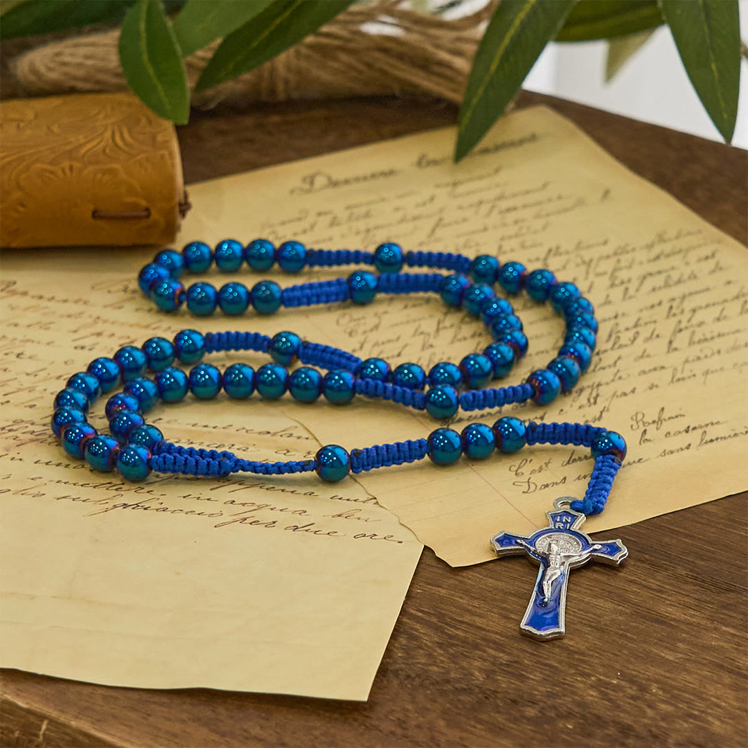 FREE Today: Royal Blue Metal Ball Beads Shiny Minimalist Rosary