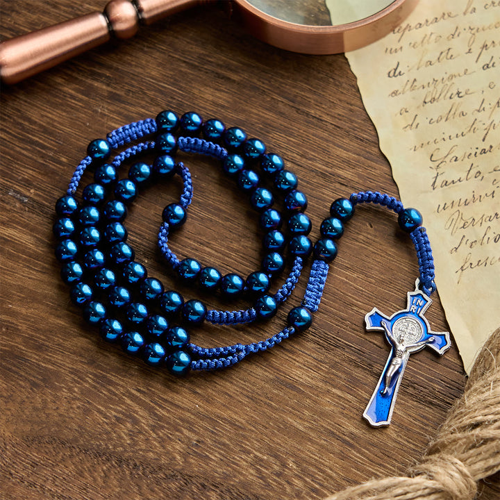FREE Today: Royal Blue Metal Ball Beads Shiny Minimalist Rosary