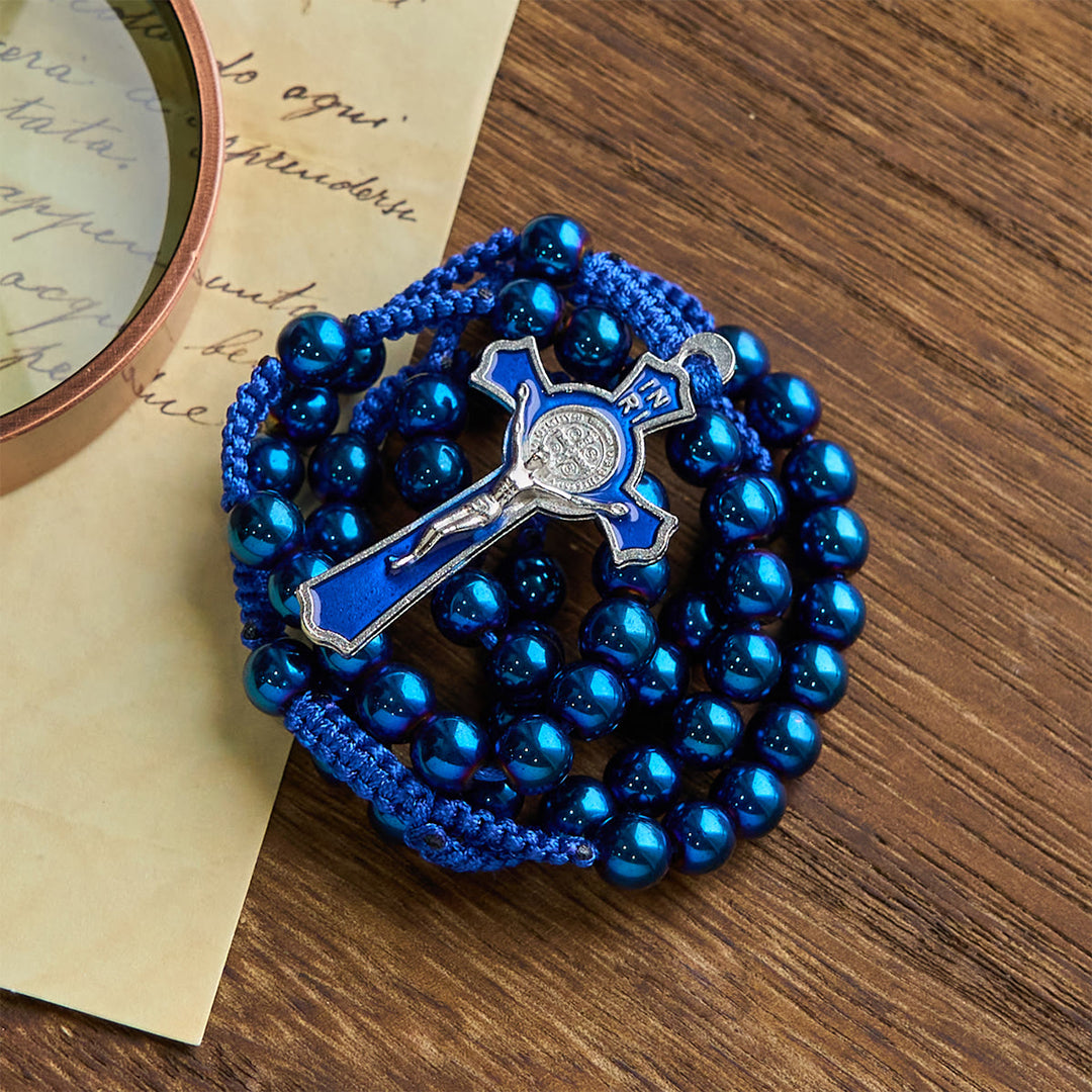 FREE Today: Royal Blue Metal Ball Beads Shiny Minimalist Rosary