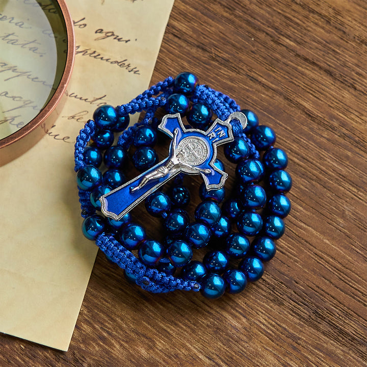 FREE Today: Royal Blue Metal Ball Beads Shiny Minimalist Rosary
