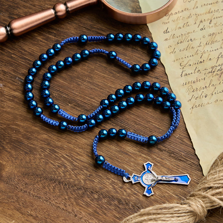 FREE Today: Royal Blue Metal Ball Beads Shiny Minimalist Rosary