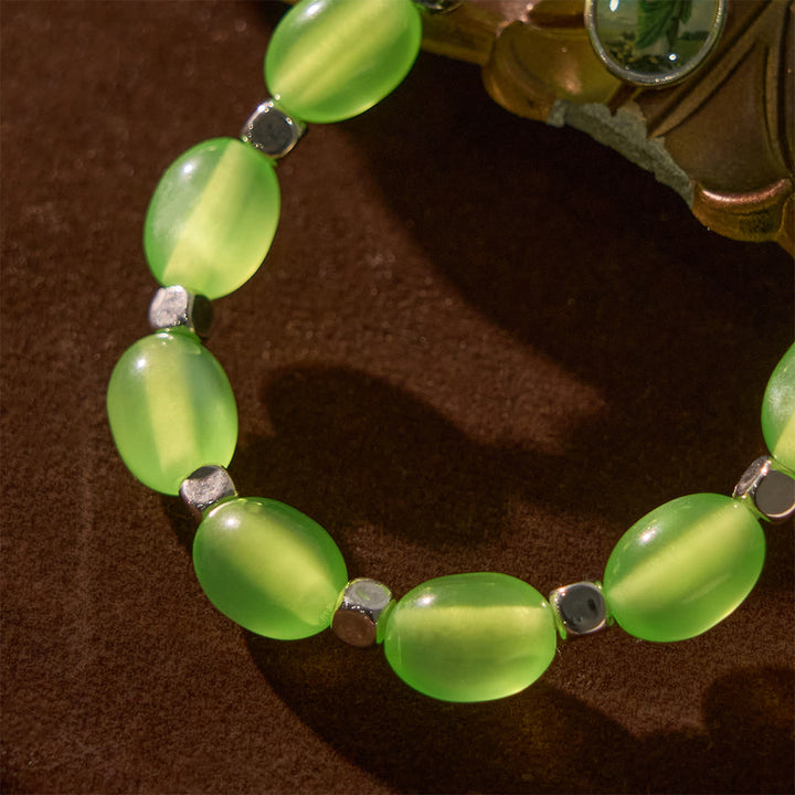 Christianartworkshop St. Jude & Crucifix Pendant Green Clear Beads Rose Bracelet