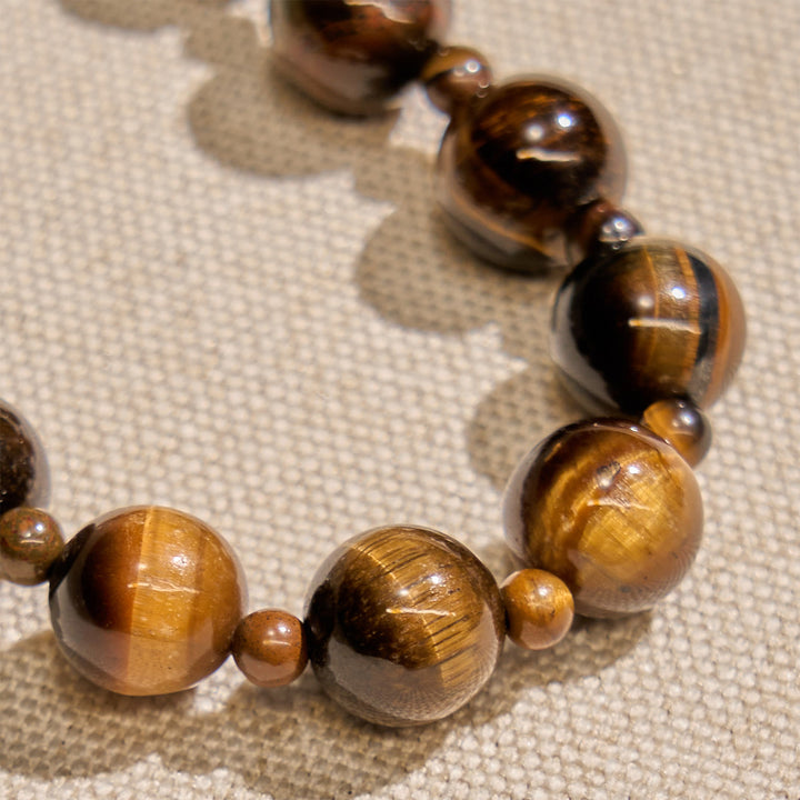 Christianartworkshop 10mm Yellow Tiger's Eye Stone One Decade Rosary Bracelet