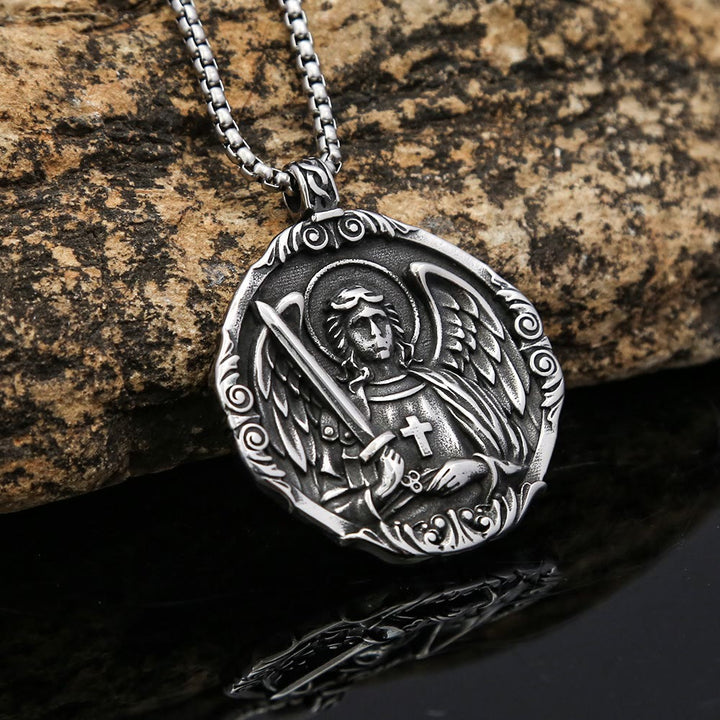 Christianartworkshop Archangel St. Micheal Protect Us Crafted Pendant Amulet Necklace