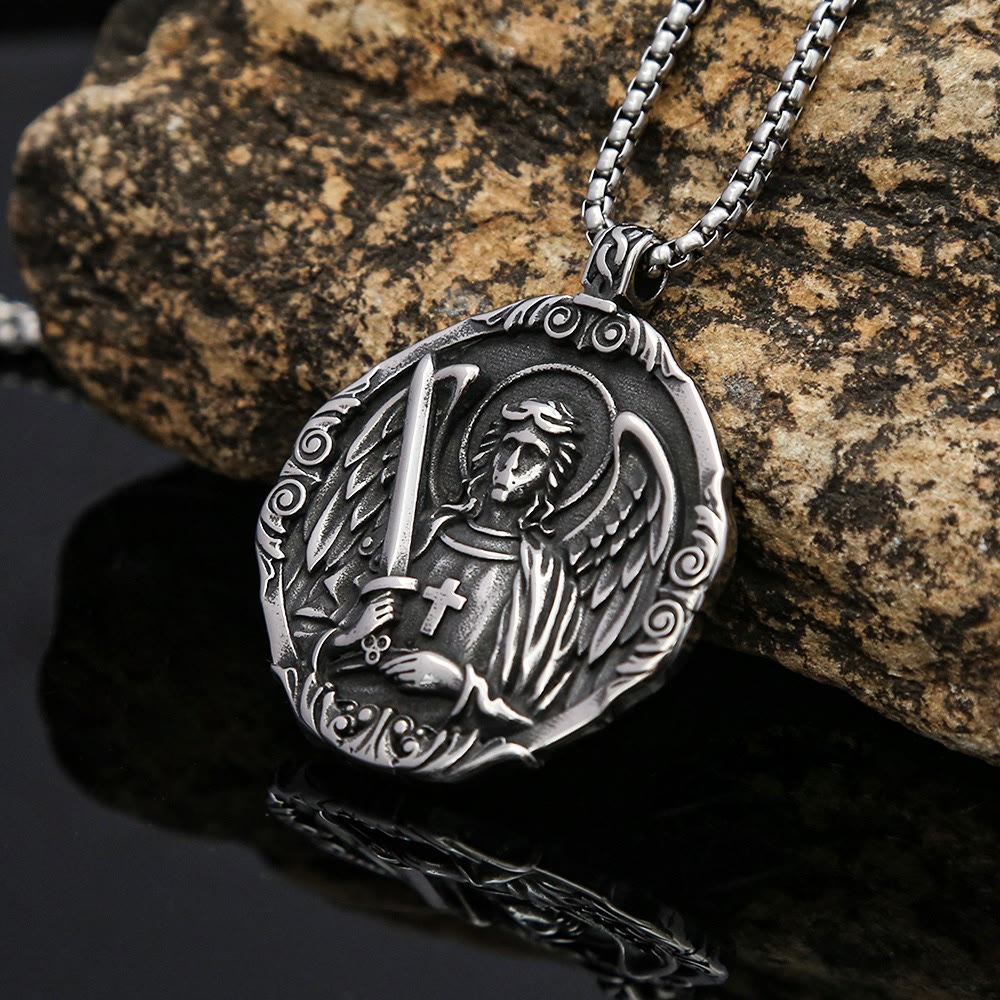 Christianartworkshop Archangel St. Micheal Protect Us Crafted Pendant Amulet Necklace