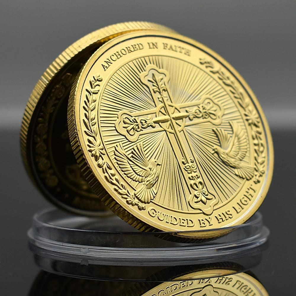FREE Today: Golden/Silver Jesus Love Founded In Christ Dove & Cross Challenge Coin