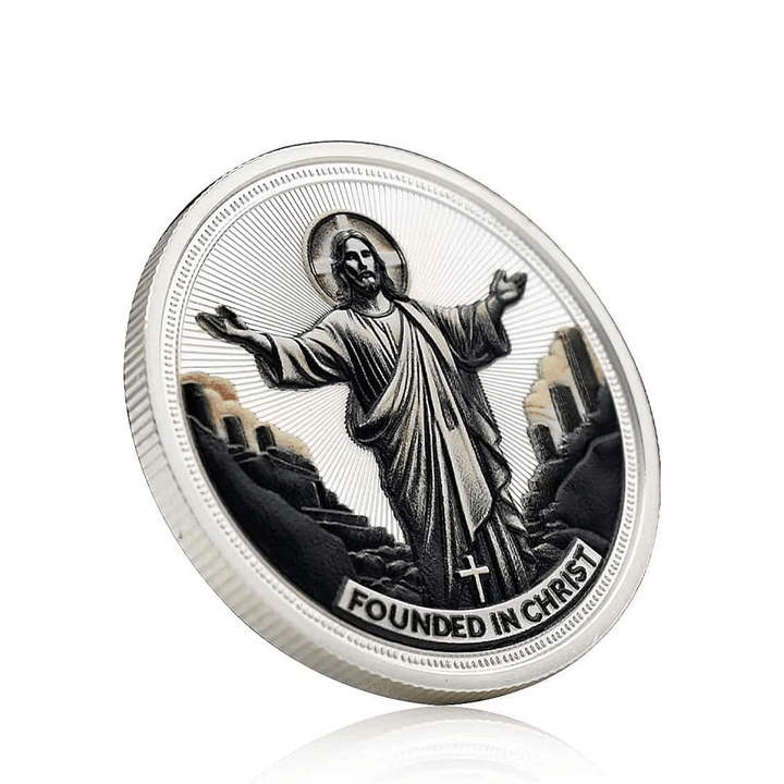 FREE Today: Golden/Silver Jesus Love Founded In Christ Dove & Cross Challenge Coin