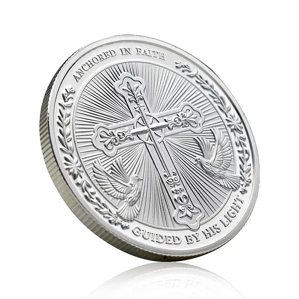 FREE Today: Golden/Silver Jesus Love Founded In Christ Dove & Cross Challenge Coin