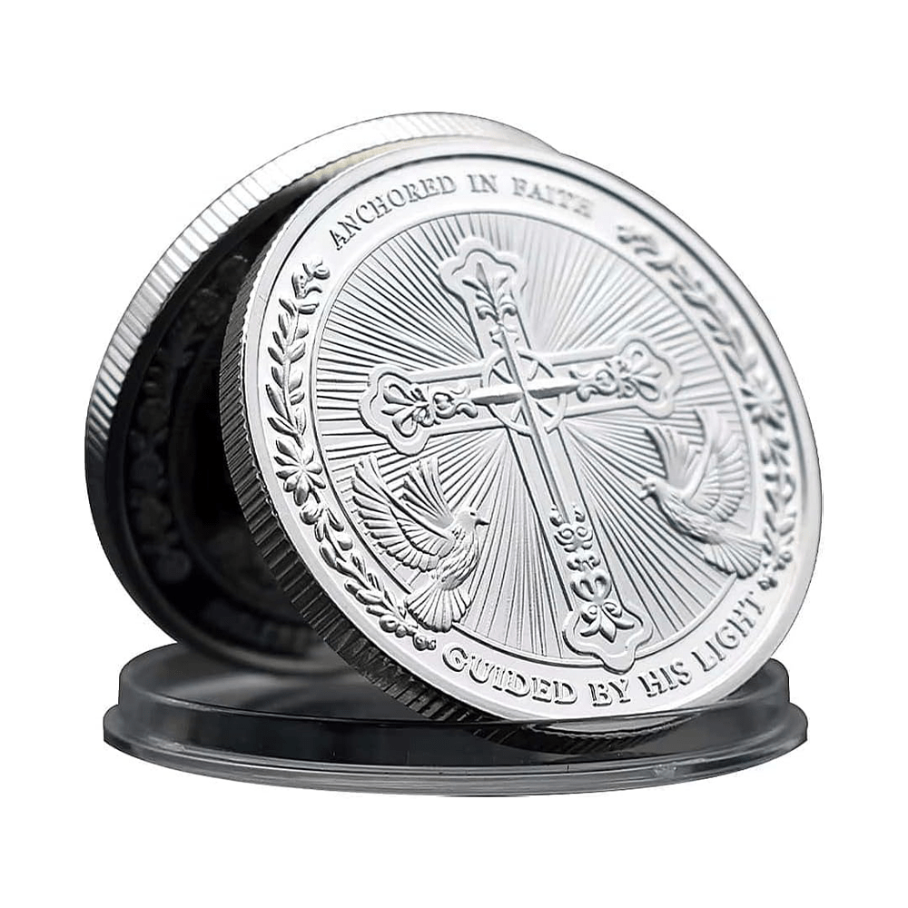 FREE Today: Golden/Silver Jesus Love Founded In Christ Dove & Cross Challenge Coin