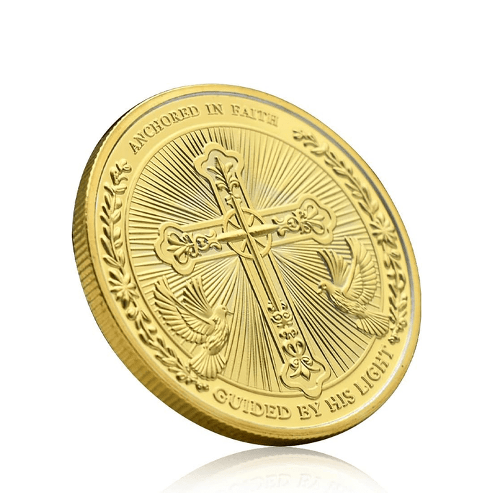 FREE Today: Golden/Silver Jesus Love Founded In Christ Dove & Cross Challenge Coin
