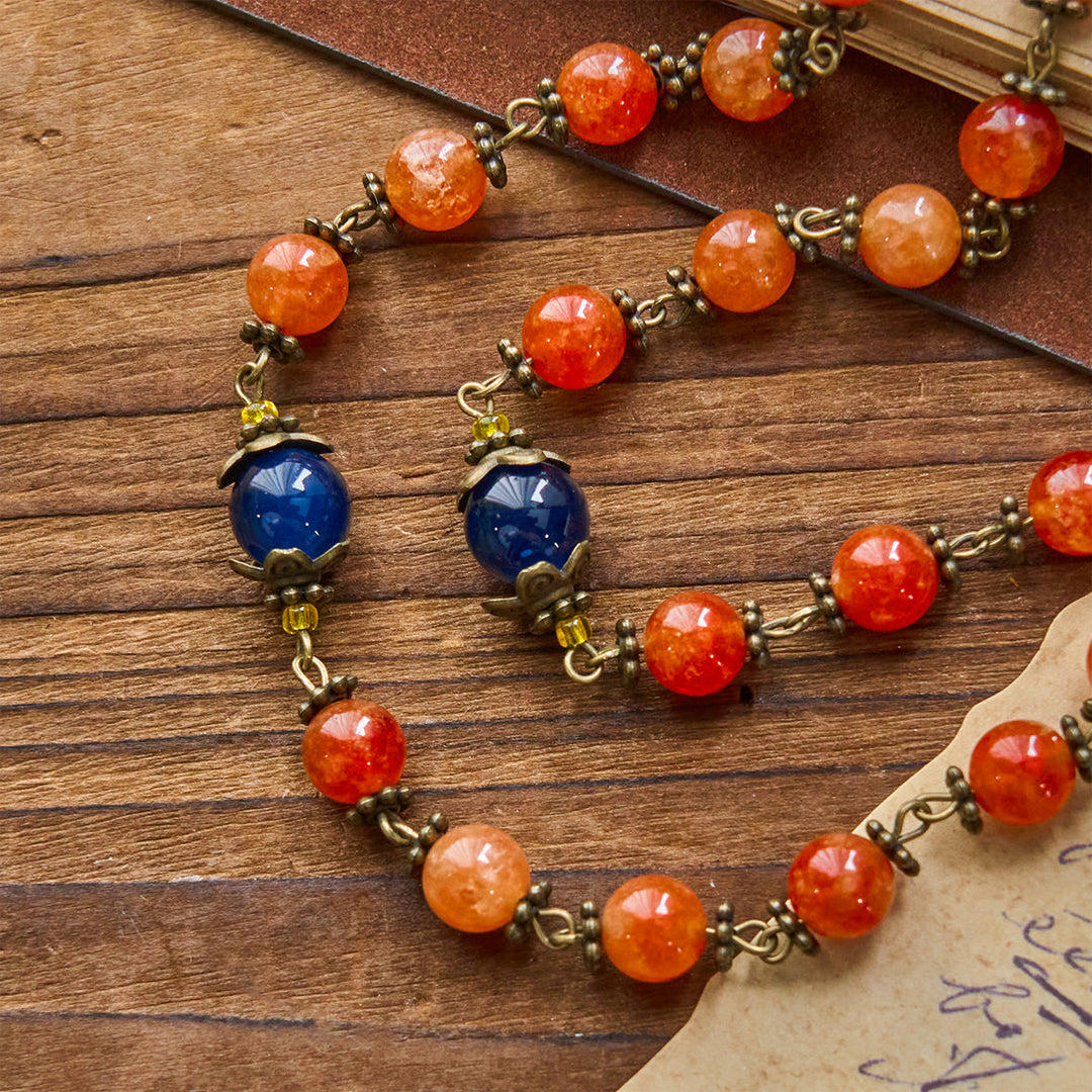 Christianartworkshop Handmade Orange Chalcedony Our Lady St. Benedict Medal Rosary - image 7