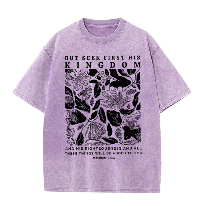 Christianartworkshop But Seek First His Kingdom Unisex Washed T-Shirt - Purple - 5XL - image 11