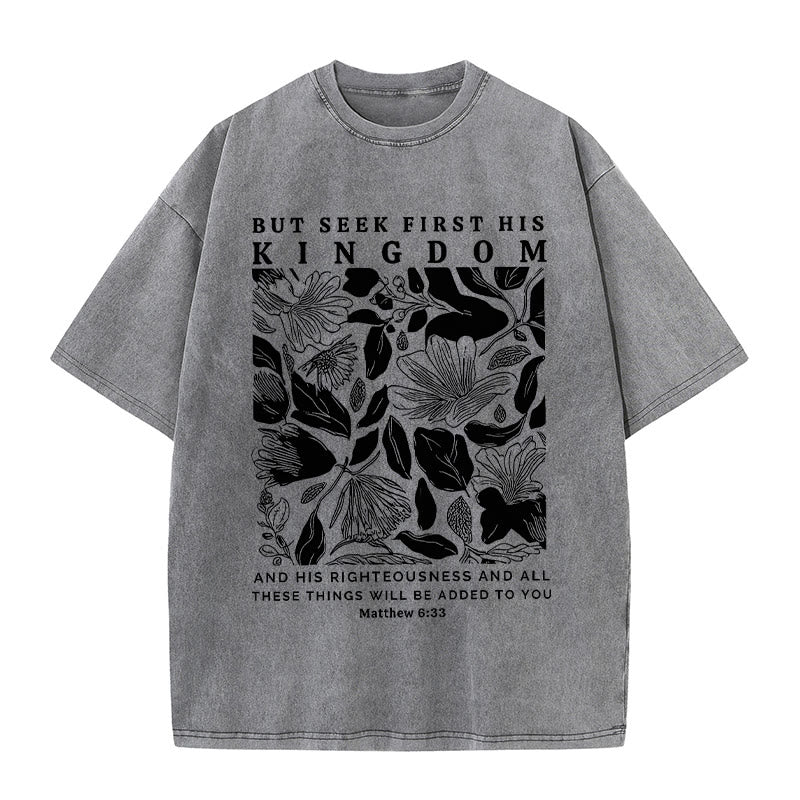 Christianartworkshop But Seek First His Kingdom Unisex Washed T-Shirt - Grey - 5XL - image 7