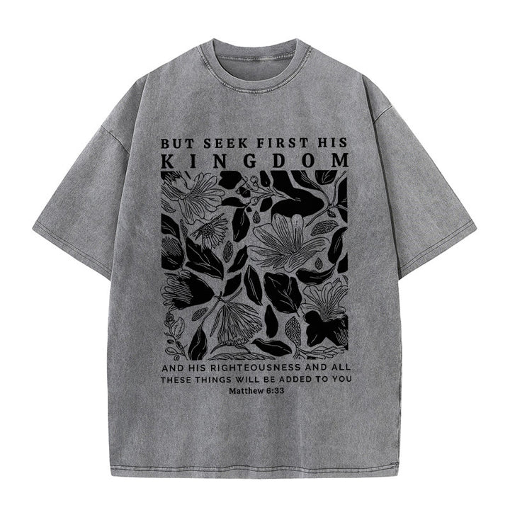 Christianartworkshop But Seek First His Kingdom Unisex Washed T-Shirt - Grey - 5XL - image 7