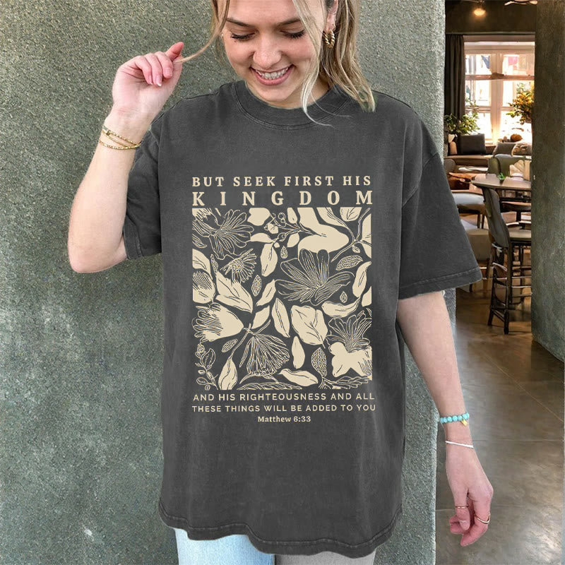 Christianartworkshop But Seek First His Kingdom Unisex Washed T-Shirt - image 1