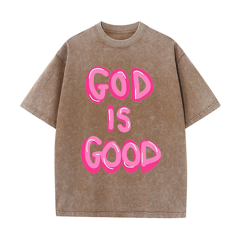Christianartworkshop God Is Good Unisex Washed T-Shirt - Coffee - 5XL - image 11
