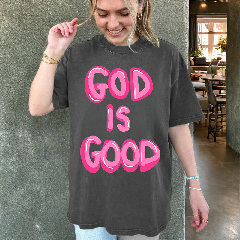 Christianartworkshop God Is Good Unisex Washed T-Shirt - image 4