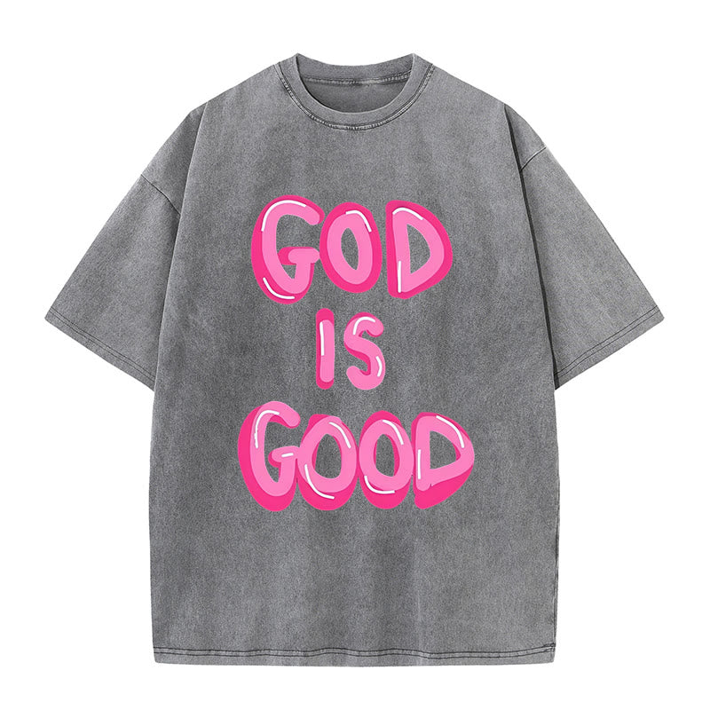 Christianartworkshop God Is Good Unisex Washed T-Shirt - Grey - 5XL - image 9
