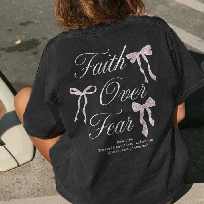 Christianartworkshop Faith Over Fear Unisex Washed T-Shirt - image 2