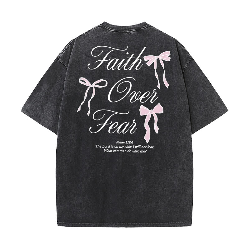 Christianartworkshop Faith Over Fear Unisex Washed T-Shirt - Black - 5XL - image 1