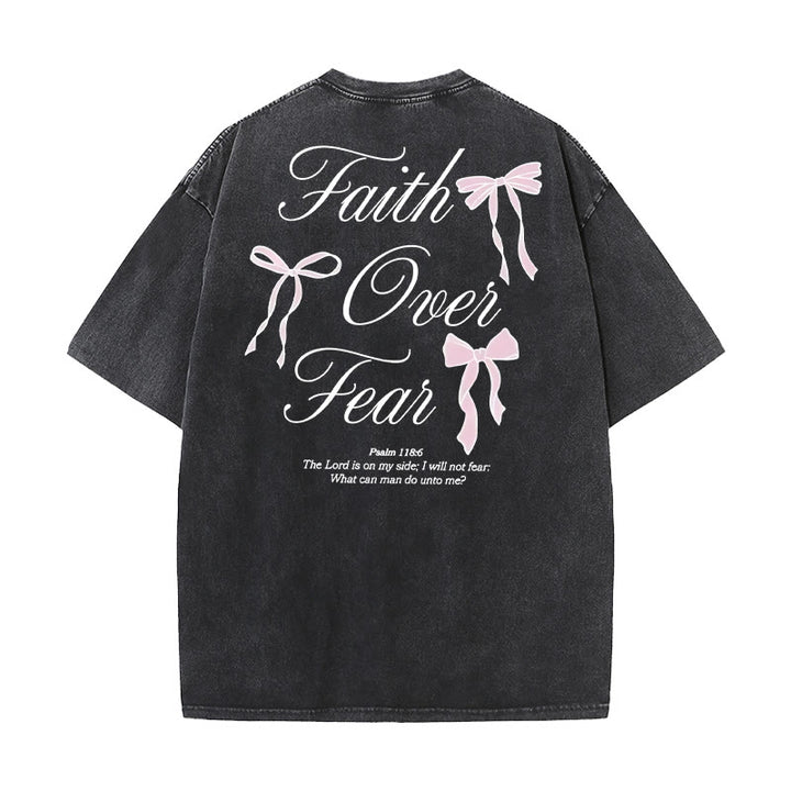 Christianartworkshop Faith Over Fear Unisex Washed T-Shirt - Black - 5XL - image 1