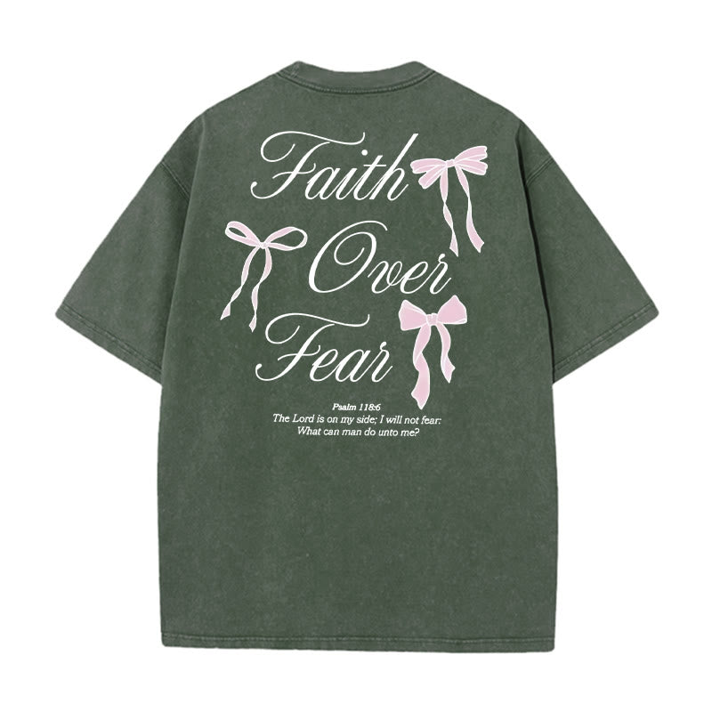 Christianartworkshop Faith Over Fear Unisex Washed T-Shirt - Army Green - 5XL - image 10