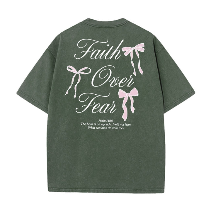 Christianartworkshop Faith Over Fear Unisex Washed T-Shirt - Army Green - 5XL - image 10