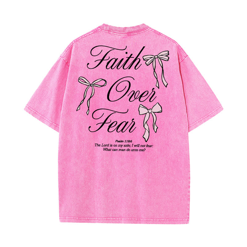 Christianartworkshop Faith Over Fear Unisex Washed T-Shirt - Pink - 5XL - image 20