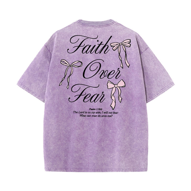 Christianartworkshop Faith Over Fear Unisex Washed T-Shirt - Purple - 5XL - image 14
