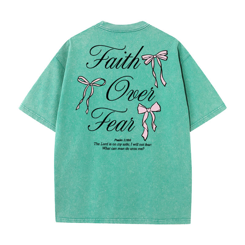 Christianartworkshop Faith Over Fear Unisex Washed T-Shirt - Green - 5XL - image 16