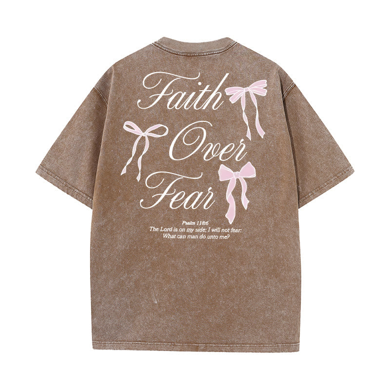 Christianartworkshop Faith Over Fear Unisex Washed T-Shirt - Coffee - 5XL - image 18