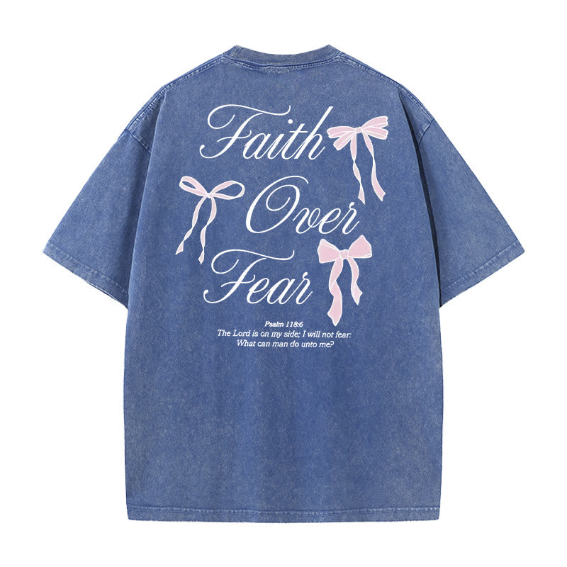 Christianartworkshop Faith Over Fear Unisex Washed T-Shirt - Blue - 5XL - image 12
