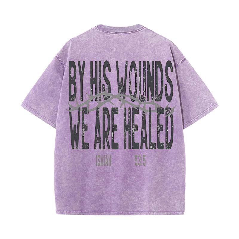 Christianartworkshop By His Wounds We Are Healed Unisex Washed T-Shirt - Purple - 5XL - image 17