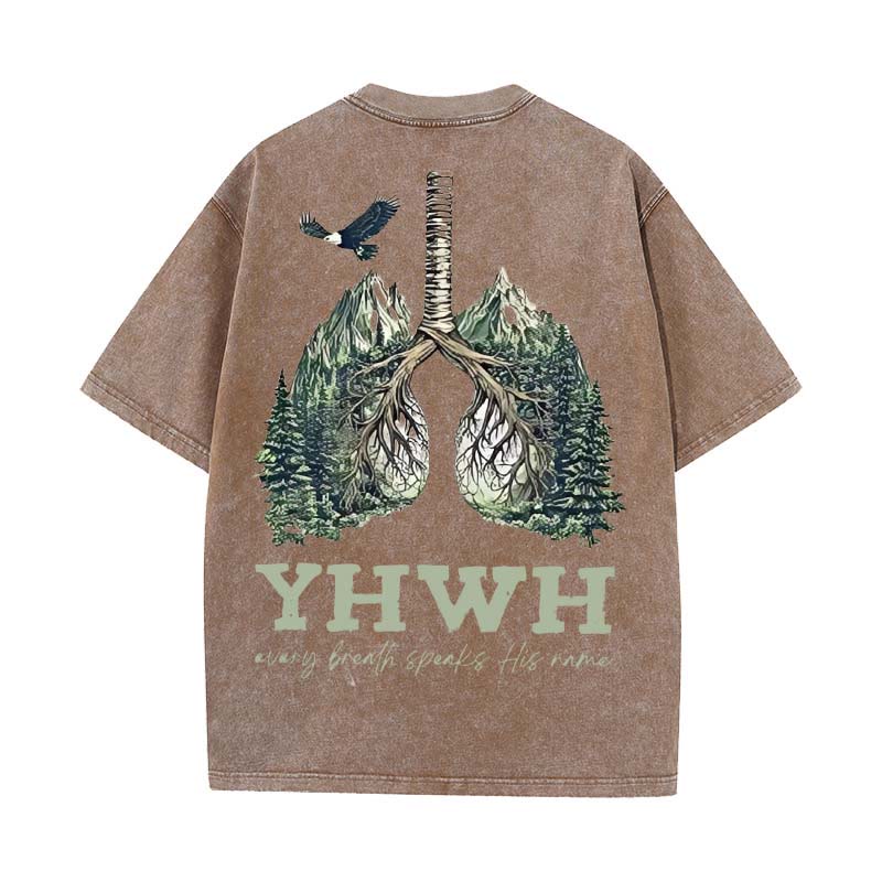 Christianartworkshop Every Breath Speaks His Name Unisex Washed T-shirt - Coffee - 5XL - image 16