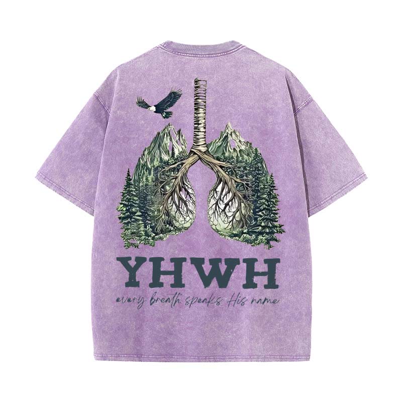 Christianartworkshop Every Breath Speaks His Name Unisex Washed T-shirt - Purple - 5XL - image 1