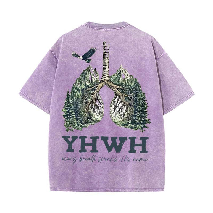 Christianartworkshop Every Breath Speaks His Name Unisex Washed T-shirt - Purple - 5XL - image 1