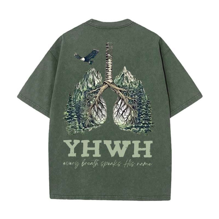Christianartworkshop Every Breath Speaks His Name Unisex Washed T-shirt - Army Green - 5XL - image 8