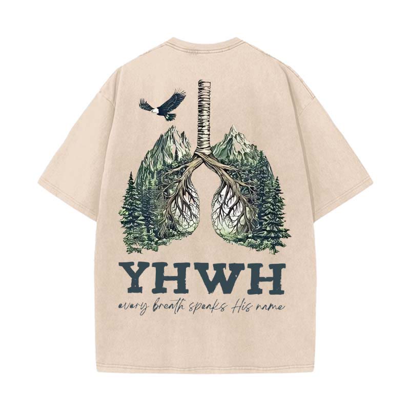 Christianartworkshop Every Breath Speaks His Name Unisex Washed T-shirt - Apricot - 5XL - image 10