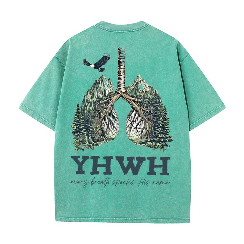 Christianartworkshop Every Breath Speaks His Name Unisex Washed T-shirt - Green - 5XL - image 4