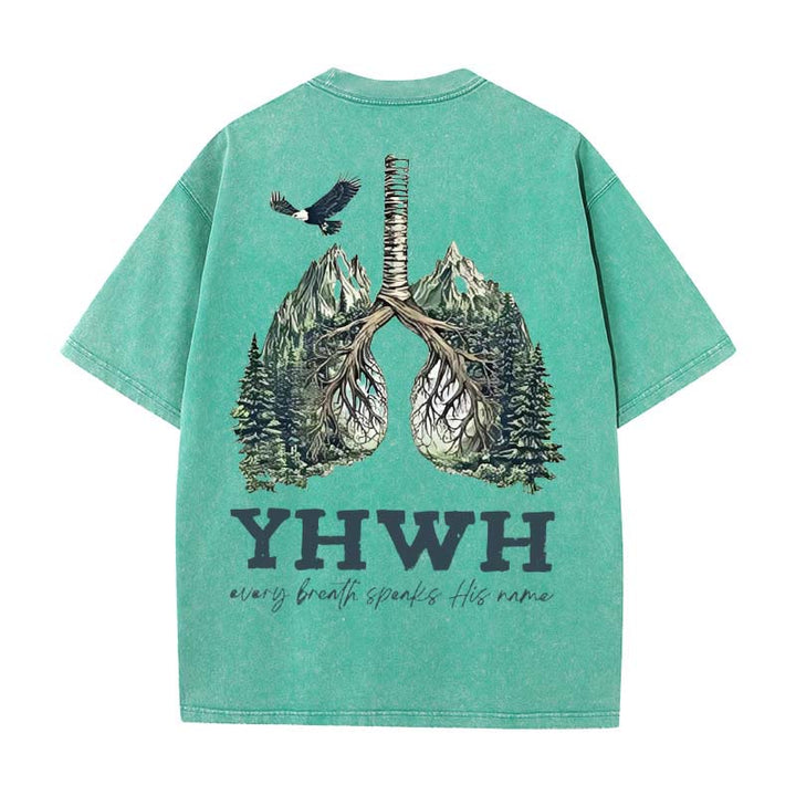 Christianartworkshop Every Breath Speaks His Name Unisex Washed T-shirt - Green - 5XL - image 4