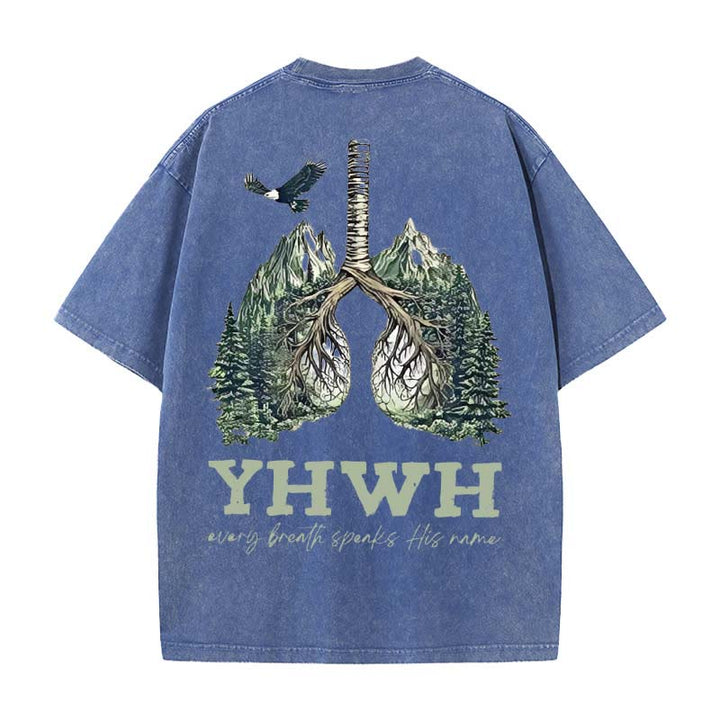Christianartworkshop Every Breath Speaks His Name Unisex Washed T-shirt - Blue - 5XL - image 6