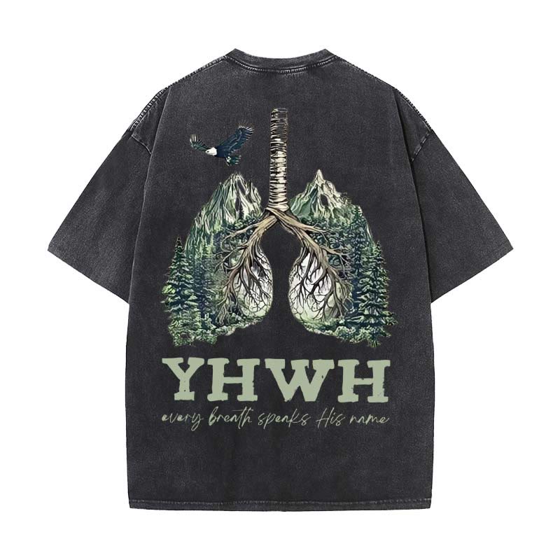 Christianartworkshop Every Breath Speaks His Name Unisex Washed T-shirt - Black - 5XL - image 14